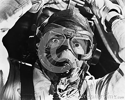 Closeup of aviator in mask Stock Photo