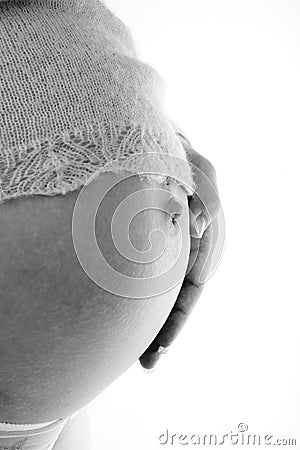 Closeup Baby Bump (8th month) Stock Photo