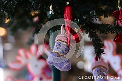 Closeup - Background blurred image : Christmas socks for gifts Stock Photo