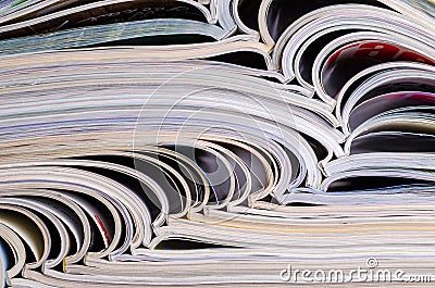 Closeup background of a pile of magazines Stock Photo