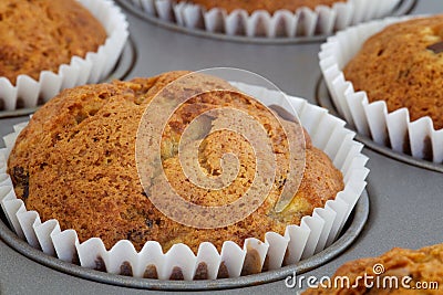 Closeup of a banana muffin Stock Photo