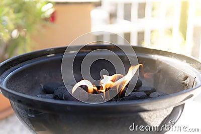 Closeup of barbeque fire Stock Photo