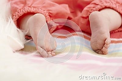 Closeup bare baby feet Stock Photo