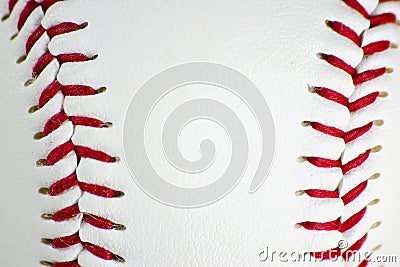 Closeup of baseball stitching Stock Photo