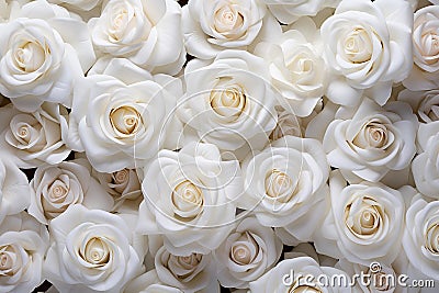 Closeup beautiful background of white roses. . AI Generative Stock Photo