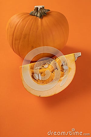 Closeup on a beautiful composition of pumpkin in warm vibrant color Stock Photo
