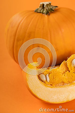 Closeup on a beautiful composition of pumpkin in warm vibrant color Stock Photo