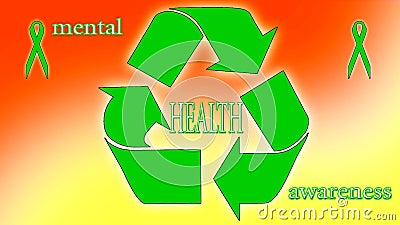 Closeup the mental health awareness concept on the green,orange yellow background Stock Photo