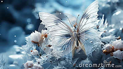 Closeup of a beautiful transparent butterfly. AI generated Stock Photo
