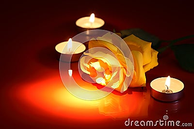 Rose And Candles Stock Photo