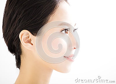 Closeup beautiful young woman face Stock Photo