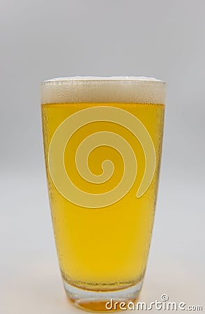 Closeup beer in glass on white background Stock Photo