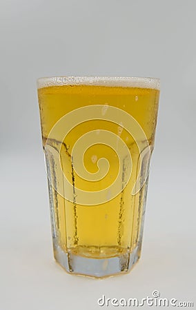 Closeup beer in glass on white background Stock Photo