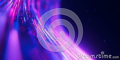 Closeup of bigdata light speed flow. Abstract digital data stream of quantum computing. Cyberspace of qubit trail waves Stock Photo