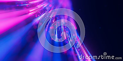 Closeup of bigdata light speed flow. Abstract digital data stream of quantum computing. Cyberspace of qubit trail waves Stock Photo