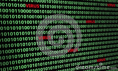 Closeup of binary code infected by computer virus. Stock Photo