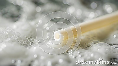 A closeup of a bioplastic straw highlighting its alternative to singleuse plastic straws that contribute to ocean Stock Photo