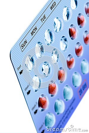 Closeup of birth control pill blister pack Stock Photo