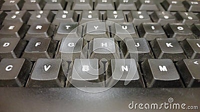 Closeup of a black qwerty keyboard. Stock Photo