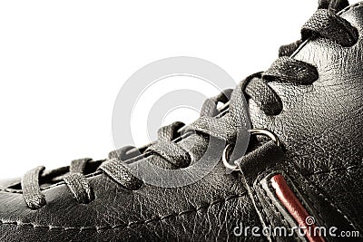 Closeup black shoe Stock Photo