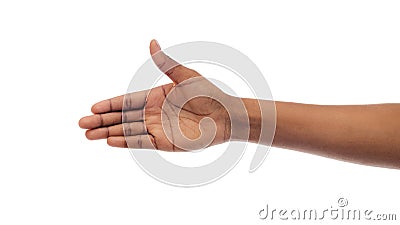 Closeup Of Black Woman`s Hand Stretched For Handshake On White Stock Photo