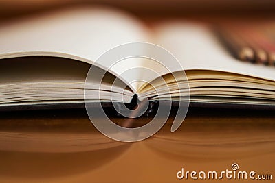 Closeup of blank notepad, notebook, notepad, dissolved in two on Stock Photo