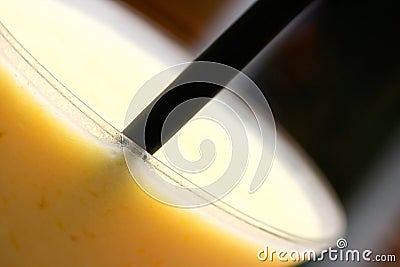 Closeup of blended mango and peach Stock Photo