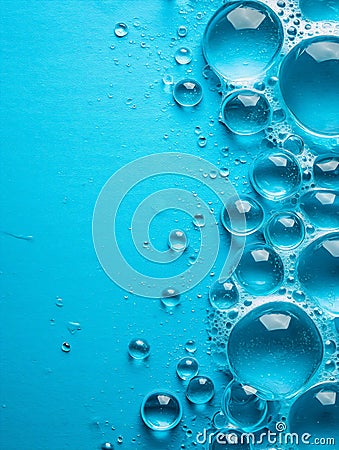 closeup blue background bubbles deep poster template cooking oil soap unsaturated color bright uniform foamy industrial dishwasher Stock Photo