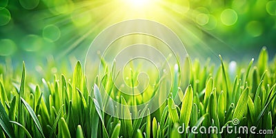 Closeup blurred green grass and sunlight background AI-Generated Content Stock Photo