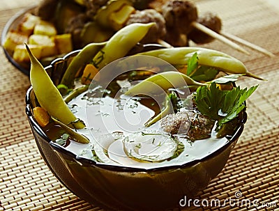 Closeup bowl of haricot soup Stock Photo