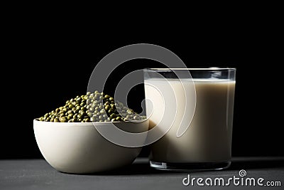 Soybeans and soya milk Stock Photo