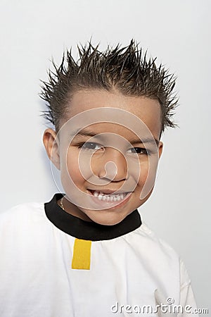 Closeup Of A Boy With Spiked Hair Stock Photo