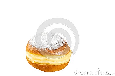 Closeup of a Brazilian cream doughnuts, a traditional Brazilian sweet_white background Stock Photo