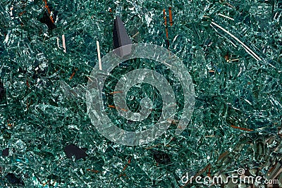 Closeup of broken car glass shards. ShinyTexture Stock Photo