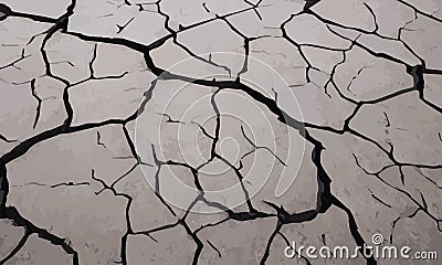 Closeup broken gray soil background , Bad dry environment vector wallpaper Vector Illustration
