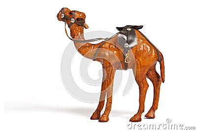 Closeup of brown camel souvenir made from leather Stock Photo