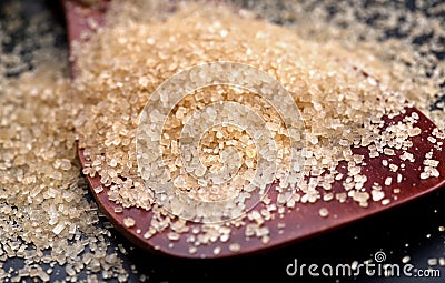 Closeup of brown granulated sugar Stock Photo