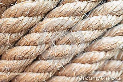 Closeup brown strong nautical rope for background Stock Photo