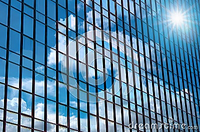Closeup building glass of skyscrapers with cloud, Business conc Stock Photo