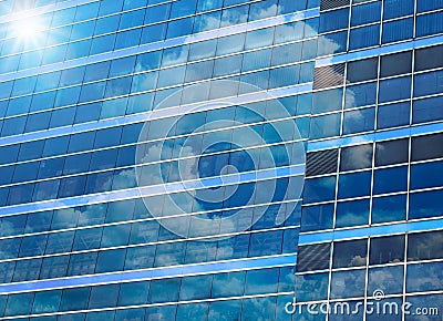 Closeup building glass of skyscrapers with cloud, Business concept of architecture Stock Photo