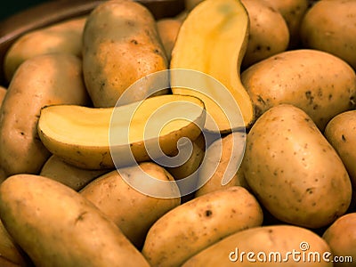 Closeup of a bundle of ripe potatoes Stock Photo