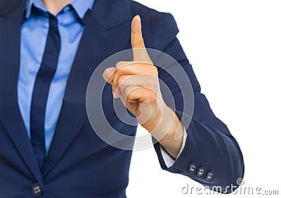 Closeup on business woman showing finger Stock Photo