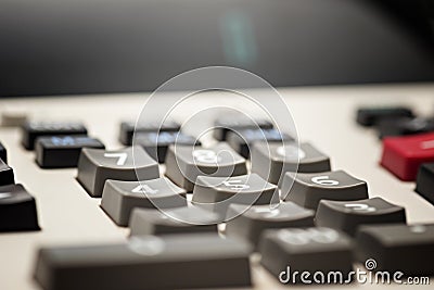 Closeup calculator button,selective focus Stock Photo