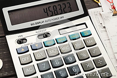 Closeup of calculator with counting Stock Photo
