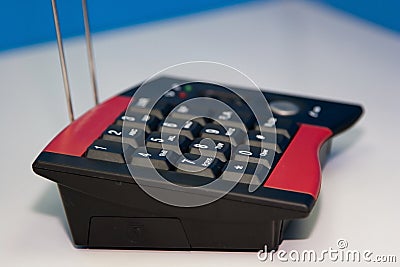 Closeup of call center head phone Stock Photo