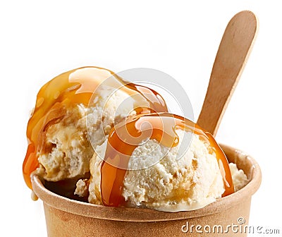 Closeup of caramel ice cream Stock Photo