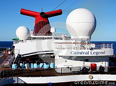 Closeup of Carnival Legend cruise ship Stock Photo