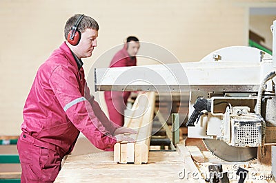 Closeup carpentry wood cross cutting Stock Photo