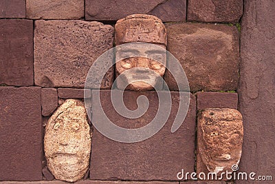 Closeup of carved stone tenon-heads Stock Photo
