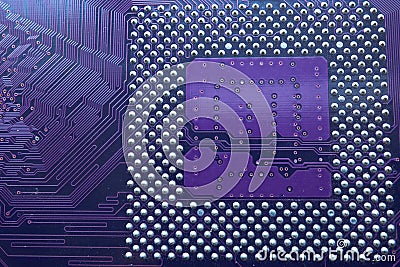Closeup of central processor unit socket on motherboard Stock Photo
